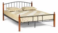 Кровать AT-915 Wood slat base дерево гевея/металл, 160*200 см (Queen bed), красный дуб/черный фото Кровать AT-915 Wood slat base дерево гевея/металл, 160*200 см (Queen bed), красный дуб/черный. Фото №1
