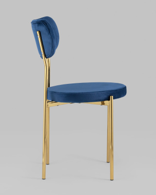 Стул Барбара велюр синий золотые ножки. Фото №4