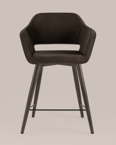 Стул полубарный Саймон велюр тёмно-коричневый. Фото №5