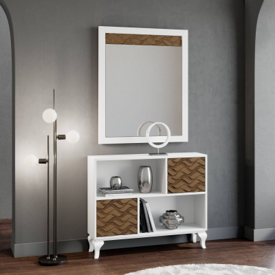 Узкая тумба NORA 3045.4 Blanco/Cedro. Фото №2