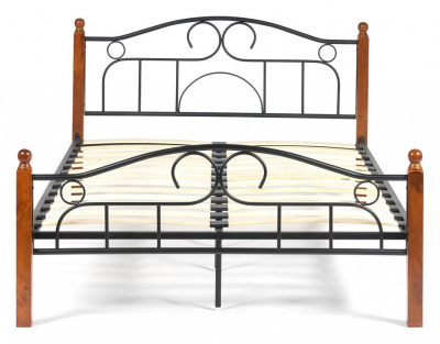 Кровать AT-808 Wood slat base дерево гевея/металл, 120*200 см (middle bed), красный дуб/черный фото Кровать AT-808 Wood slat base дерево гевея/металл, 120*200 см (middle bed), красный дуб/черный. Фото №2