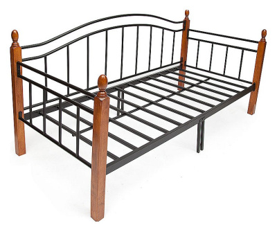 Кровать LANDLER дерево гевея/металл, 90*200 см (Day bed), красный дуб/черный. Фото №2