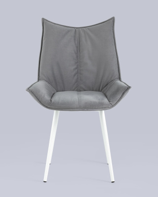 Стул Осло велюр серый белые ножки. Фото №5