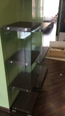 Стеллаж F-049-125H  прозрачный/коричневый фото Стеллаж F-049-125H  прозрачный/коричневый. Фото №5