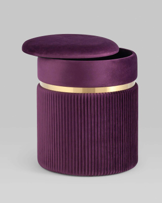 Пуф Миранда с ящиком велюр сливовый. Фото №4