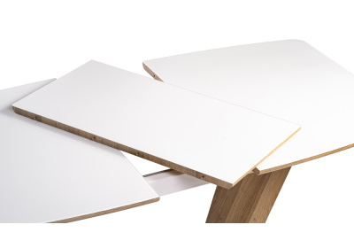 Стол стеклянный Питер 120(160)х80 ультра белый / дуб вотан фото Стол стеклянный Питер 120(160)х80 ультра белый / дуб вотан. Фото №4