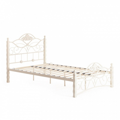 Кровать CANZONA Wood slat base дерево гевея/металл, 140*200 см (Double bed), Белый (butter white). Фото