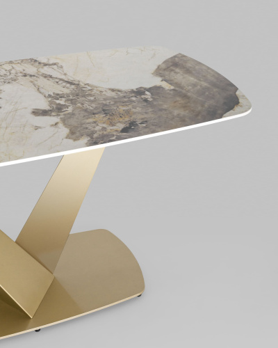 Стол обеденный Аврора 160*90 керамика светлая. Фото №6