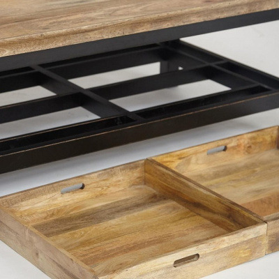 Столик кофейный Secret de Maison BLACK LABEL (mod. 14) дерево акация, манго, мдф, 125x75x50 см, черный/натуральный фото Столик кофейный Secret de Maison BLACK LABEL (mod. 14) дерево акация, манго, мдф, 125x75x50 см, черный/натуральный. Фото №2