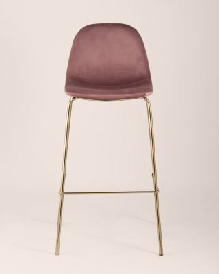 Стул барный Валенсия велюр пыльно-розовый золотые ножки. Фото
