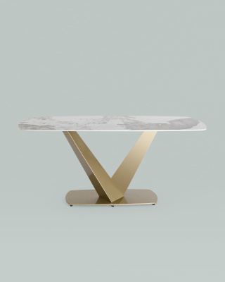 Стол обеденный Аврора 180*90 керамика светлая. Фото №4