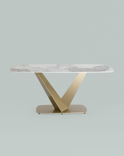 Стол обеденный Аврора 180*90 керамика светлая. Фото №4