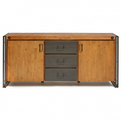 Комод Secret De Maison CITY ( mod. CTY D01ABOIS2-180 ) металл/дерево акация, 180х45х80см, коричневый дым (smoke brown B034). Фото №2