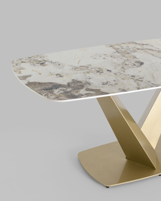 Стол обеденный Аврора 180*90 керамика светлая. Фото №5