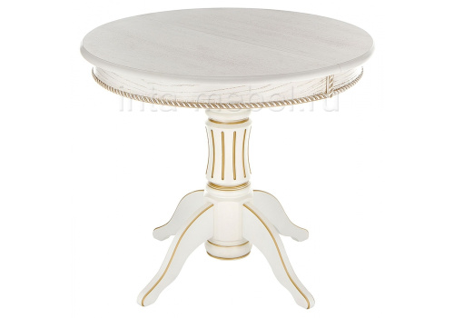 Стол деревянный Павия молочный с золотой патиной. Фото №1
