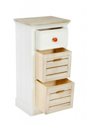 Комод с тремя ящиками Белый / Натуральный фото Комод с тремя ящиками Белый / Натуральный. Фото №2