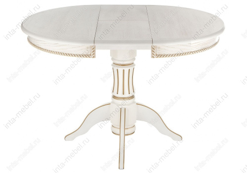 Стол деревянный Павия молочный с золотой патиной. Фото №3