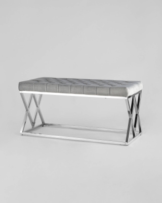 Банкетка ИНСИГНИЯ велюр серый сталь серебро. Фото