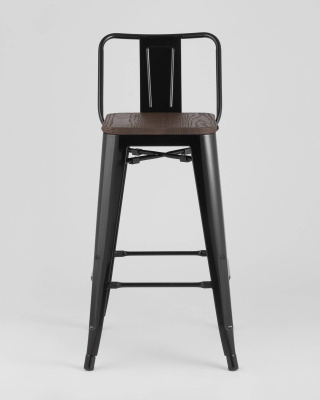 Стул полубарный TOLIX WOOD со спинкой черный глянцевый. Фото №4