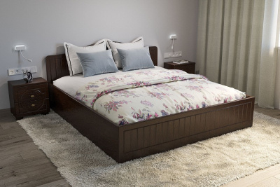 кровать 2000*1800 Монблан МБ-607К с ламелями и п/м орех шоколадный. Фото